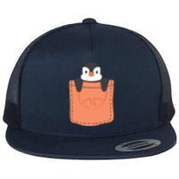 Cute Penguin In Pocket Flat Bill Trucker Hat