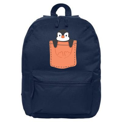 Cute Penguin In Pocket 16 in Basic Backpack