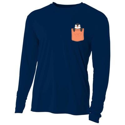 Cute Penguin In Pocket Cooling Performance Long Sleeve Crew