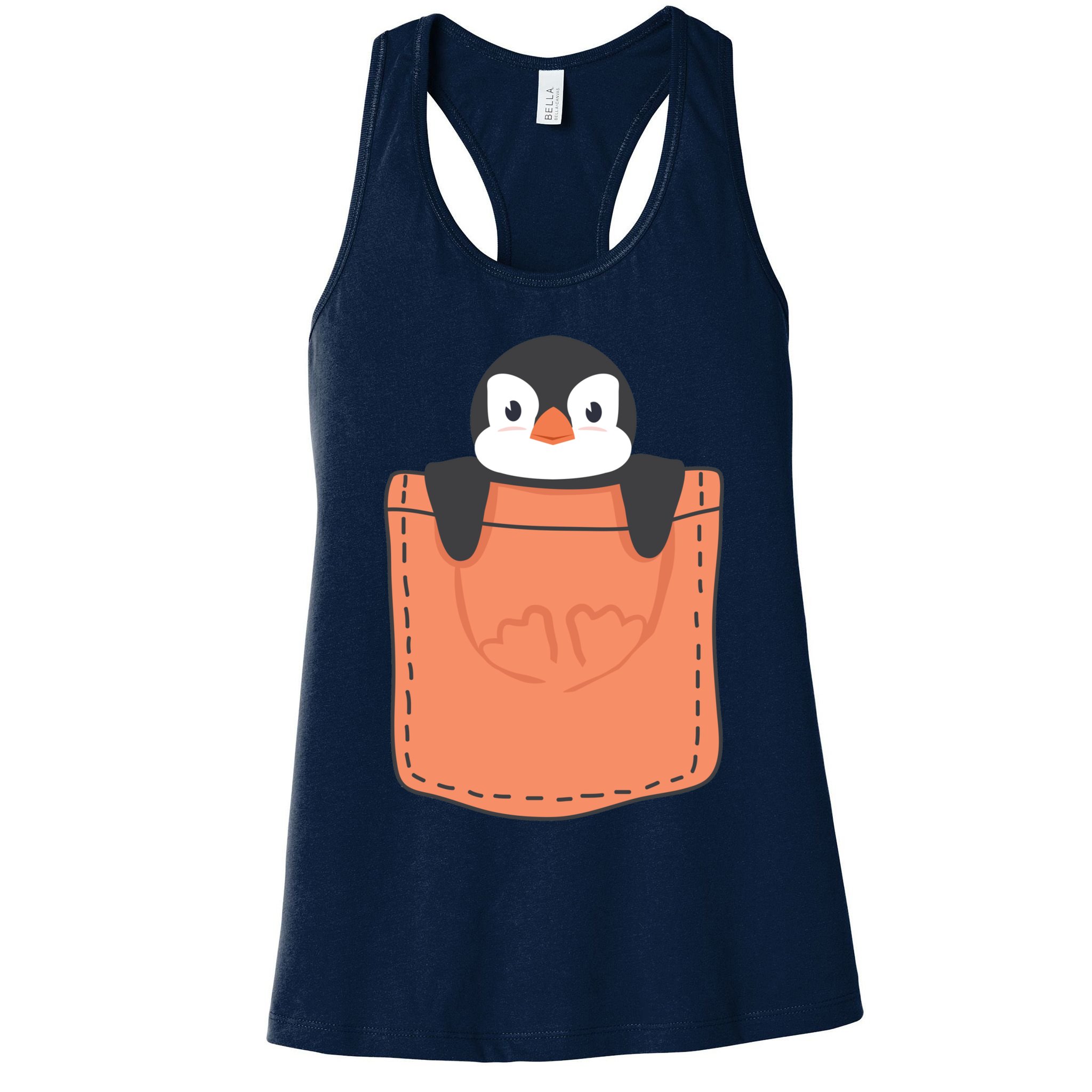 Cute Penguin In Pocket Womens Tank Top