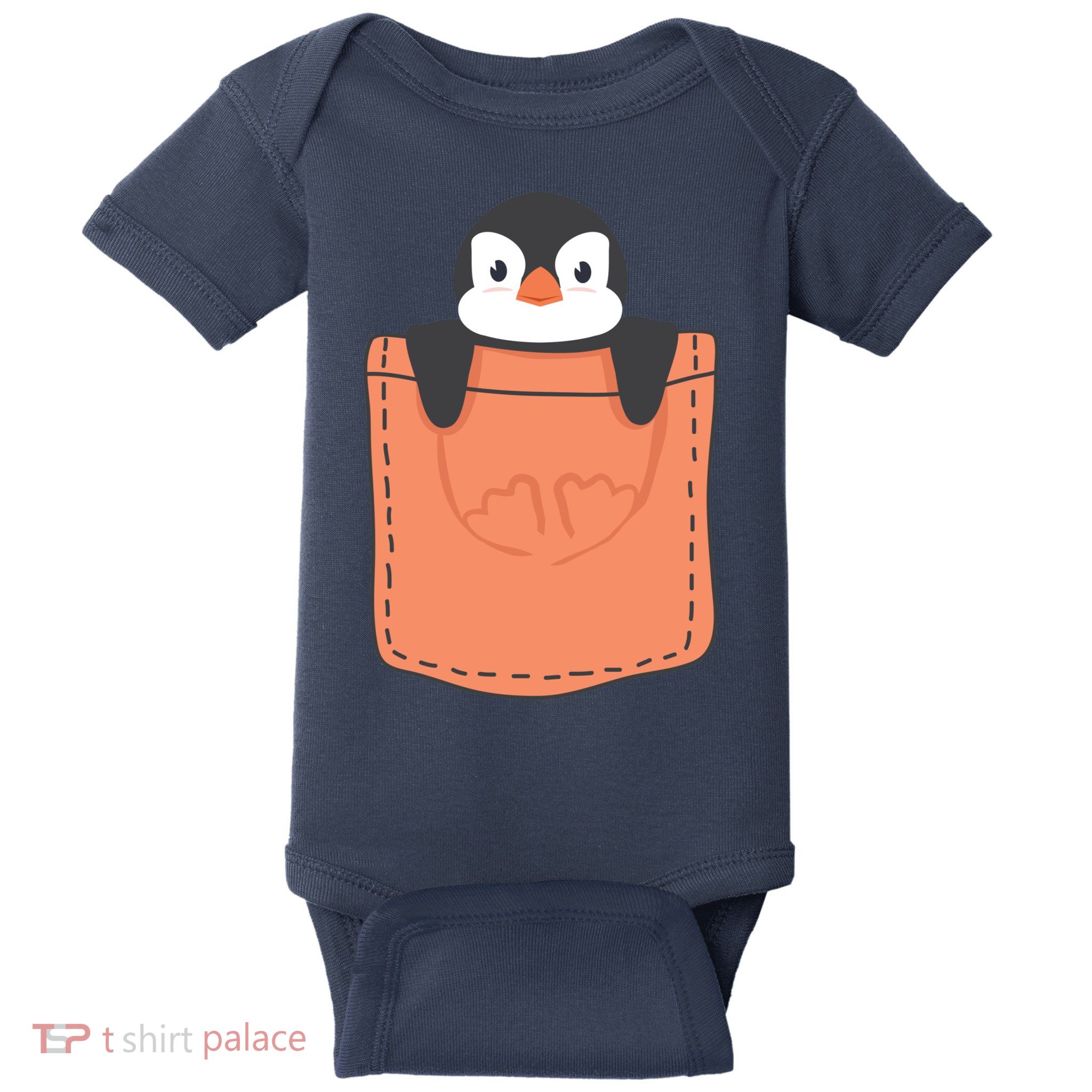 Cute Penguin In Pocket Baby Bodysuit