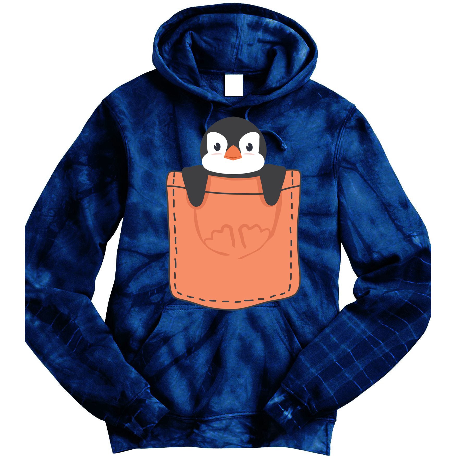 Cute Penguin In Pocket Tie Dye Hoodie