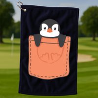 Cute Penguin In Pocket Golf Towel