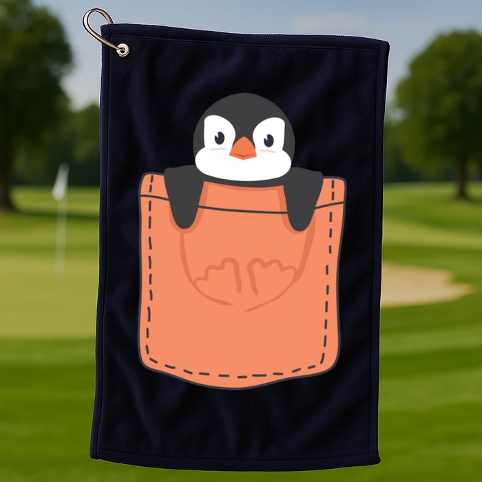 Cute Penguin In Pocket Golf Towel
