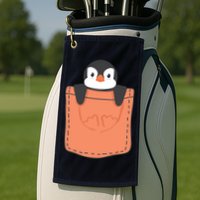 Cute Penguin In Pocket Golf Towel