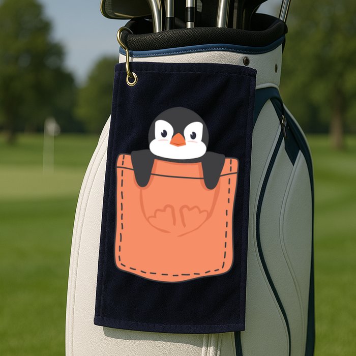 Cute Penguin In Pocket Golf Towel