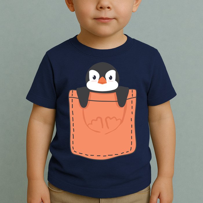 Cute Penguin In Pocket Toddler T-Shirt