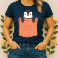 Cute Penguin In Pocket Womens T-Shirt