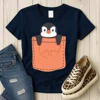 Cute Penguin In Pocket Womens T-Shirt