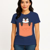 Cute Penguin In Pocket Womens T-Shirt