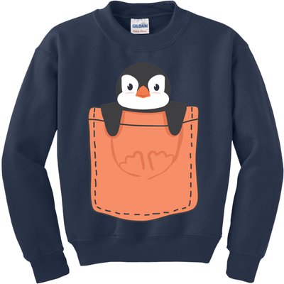 Cute Penguin In Pocket Kids Sweatshirt