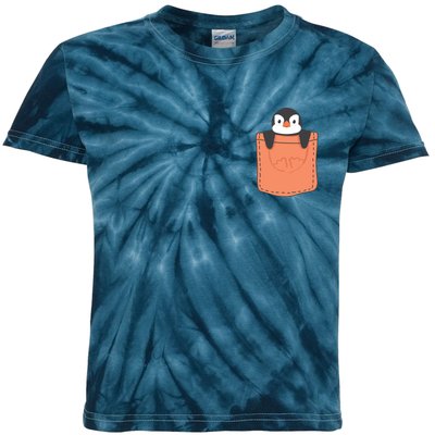 Cute Penguin In Pocket Kids Tie-Dye T-Shirt