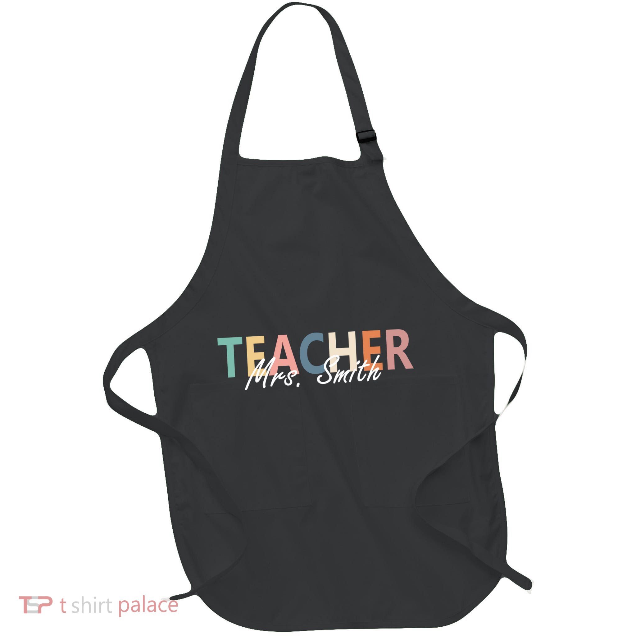 Cute Personalize Teacher Customizable Gift Custom Full-Length Apron With Pockets