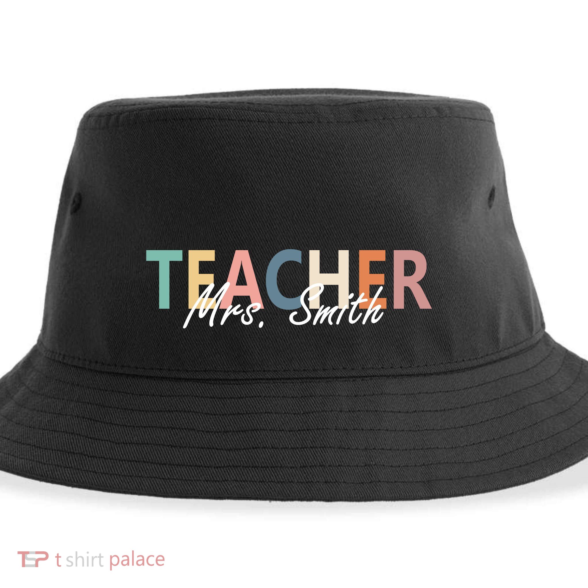 Cute Personalize Teacher Customizable Gift Custom Sustainable Bucket Hat
