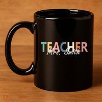 Cute Personalize Teacher Customizable Gift Custom 11oz C Handle Ceramic Mug
