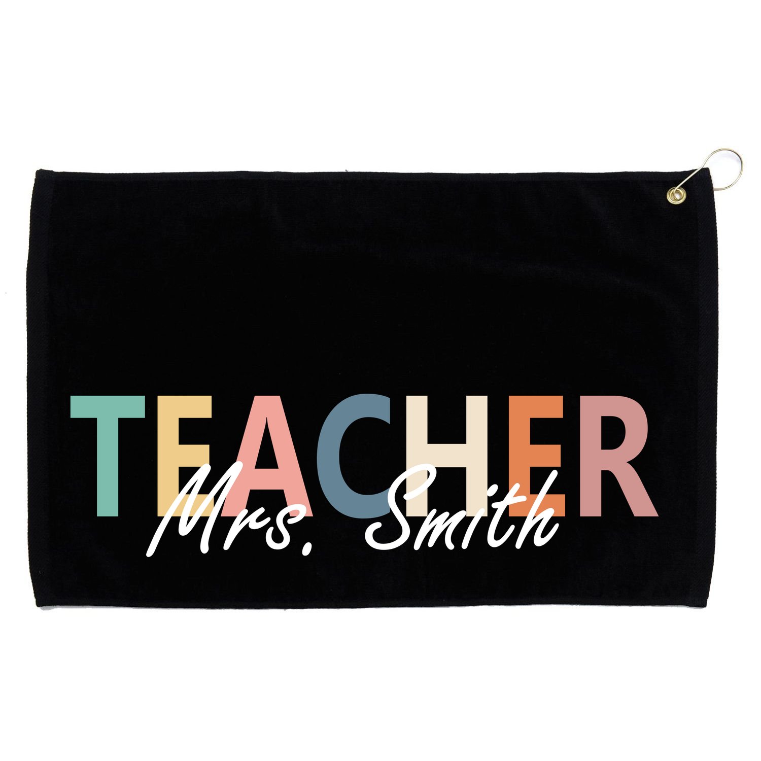 Cute Personalize Teacher Customizable Gift Custom Grommeted Golf Towel