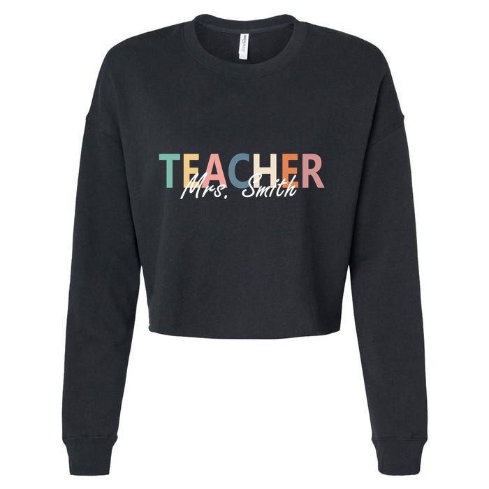 Cute Personalize Teacher Customizable Gift Custom Cropped Pullover Crew