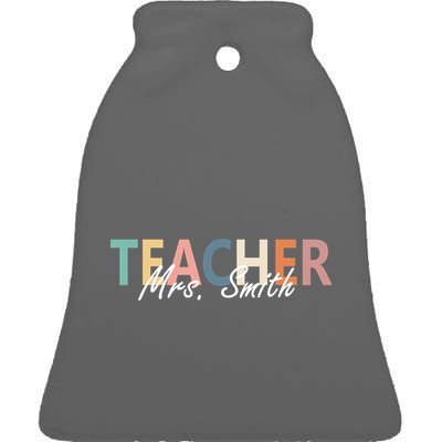 Cute Personalize Teacher Customizable Gift Custom Ceramic Bell Ornament