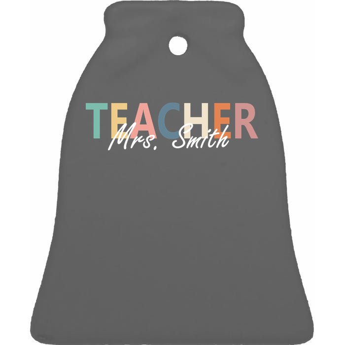 Cute Personalize Teacher Customizable Gift Custom Ceramic Bell Ornament