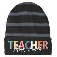 Cute Personalize Teacher Customizable Gift Custom Striped Beanie with Solid Band