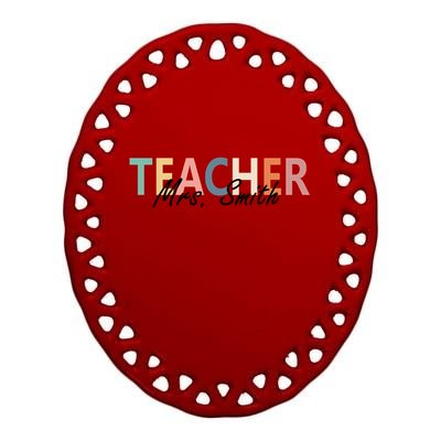 Cute Personalize Teacher Customizable Gift Custom Ceramic Oval Ornament