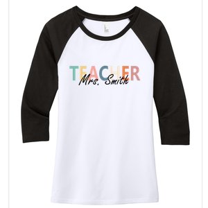 Cute Personalize Teacher Customizable Gift Custom Women's Tri-Blend 3/4-Sleeve Raglan Shirt