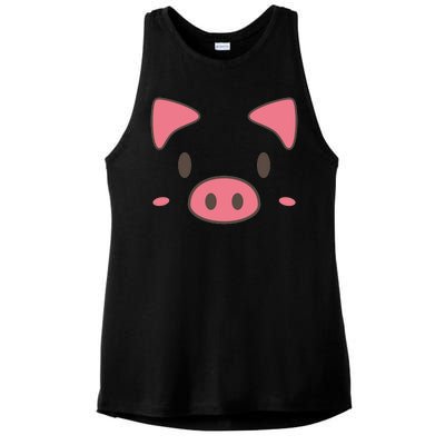 Cute Piggy Face Halloween Costume Ladies PosiCharge Tri-Blend Wicking Tank