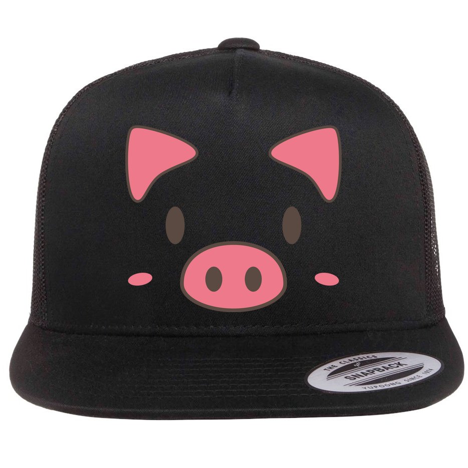 Cute Piggy Face Halloween Costume Flat Bill Trucker Hat