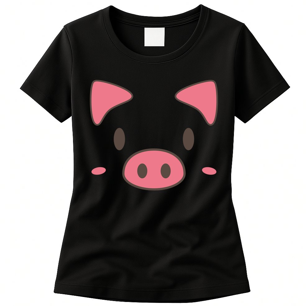 Cute Piggy Face Halloween Costume Womens T-Shirt