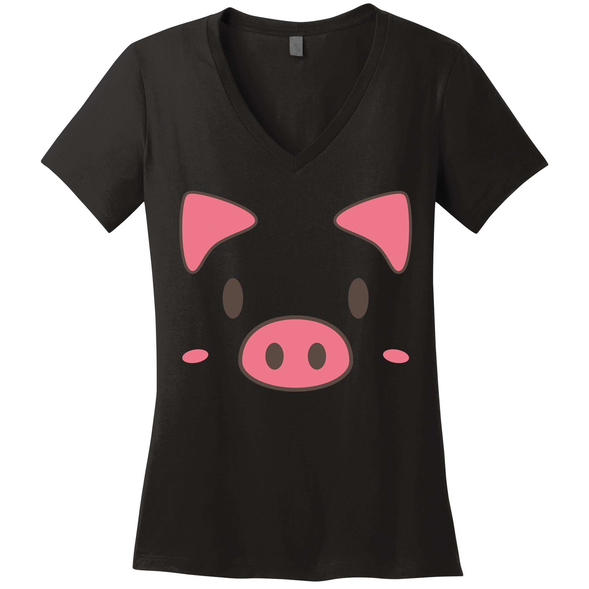 Cute Piggy Face Halloween Costume Women's V-Neck T-Shirt