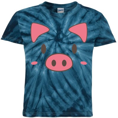 Cute Piggy Face Halloween Costume Kids Tie-Dye T-Shirt