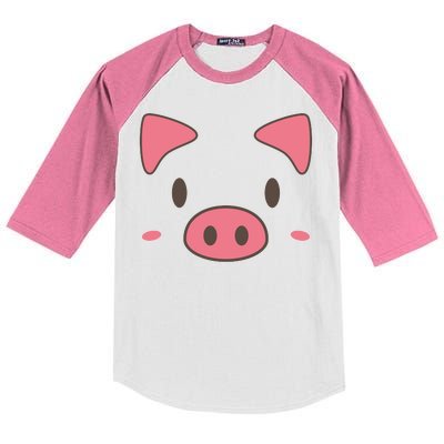 Cute Piggy Face Halloween Costume Kids Colorblock Raglan Jersey