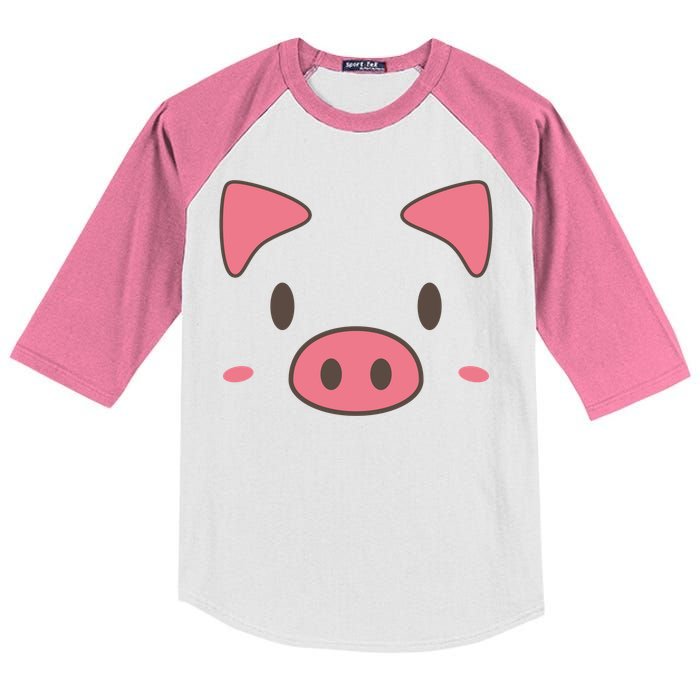 Cute Piggy Face Halloween Costume Kids Colorblock Raglan Jersey