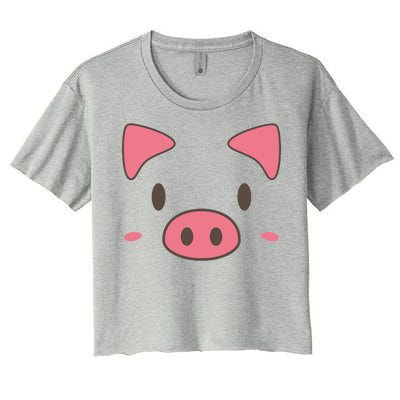 Cute Piggy Face Halloween Costume Women's Crop Top Tee