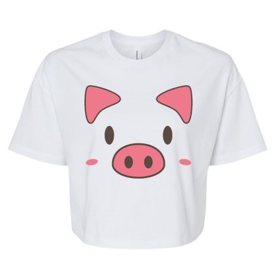 Cute Piggy Face Halloween Costume Bella+Canvas Jersey Crop Tee