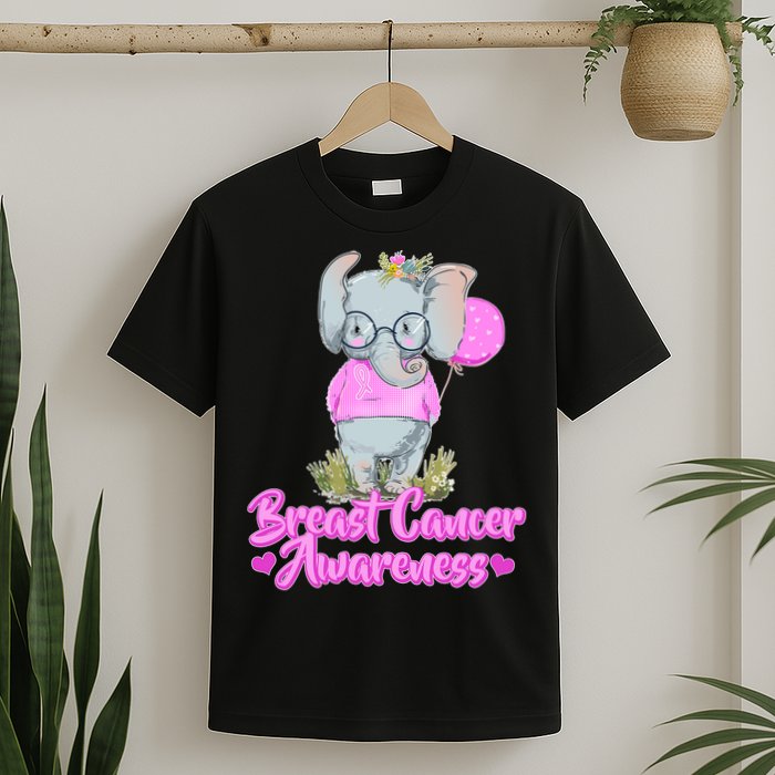 Cute Pink Elephant Breast Cancer Awareness T-Shirt