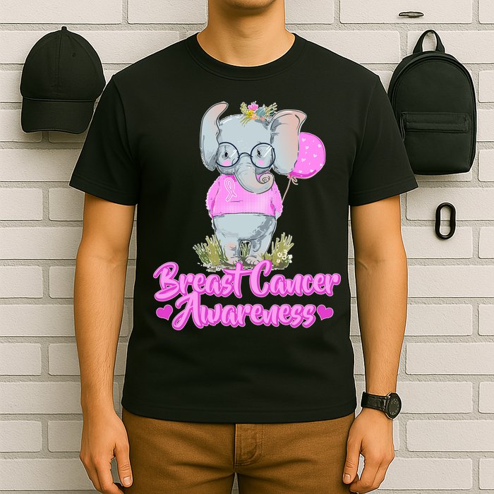 Cute Pink Elephant Breast Cancer Awareness T-Shirt