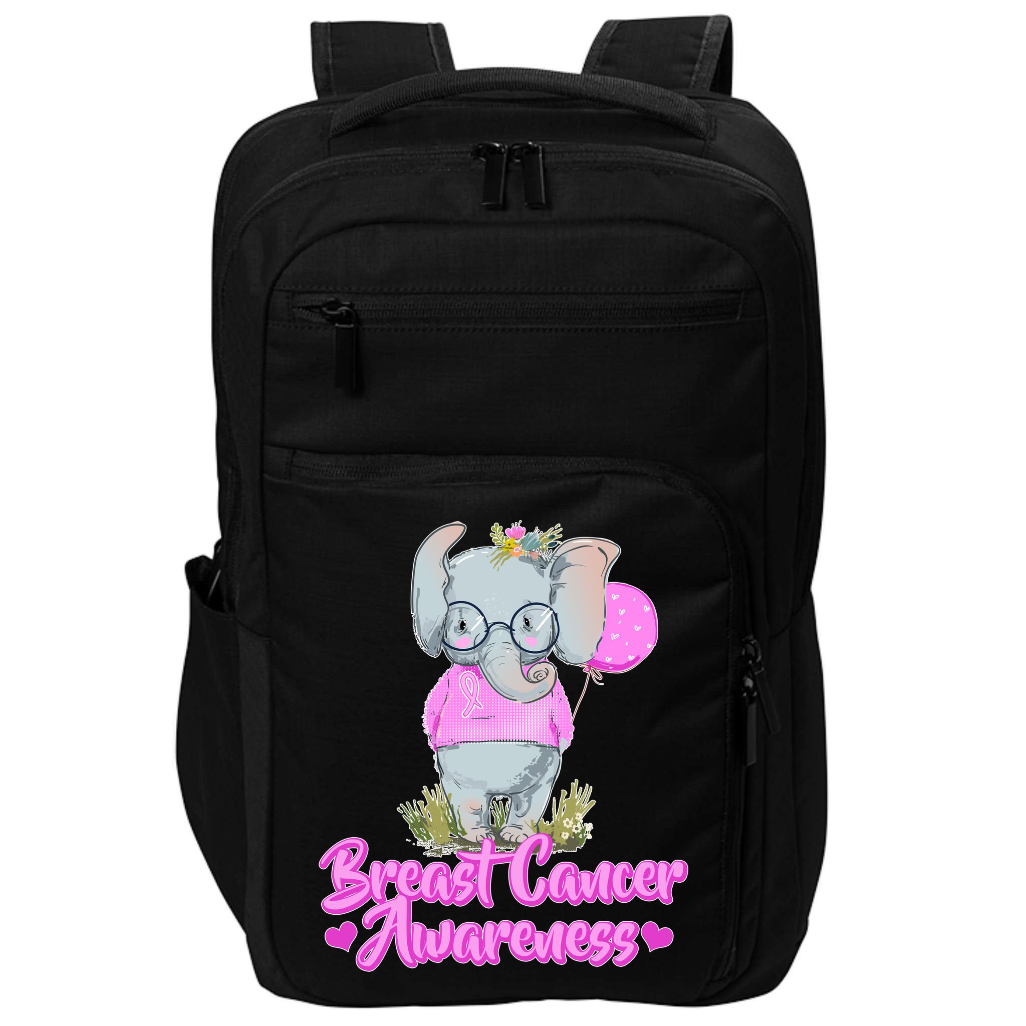Cute Pink Elephant Breast Cancer Awareness Impact Tech Backpack