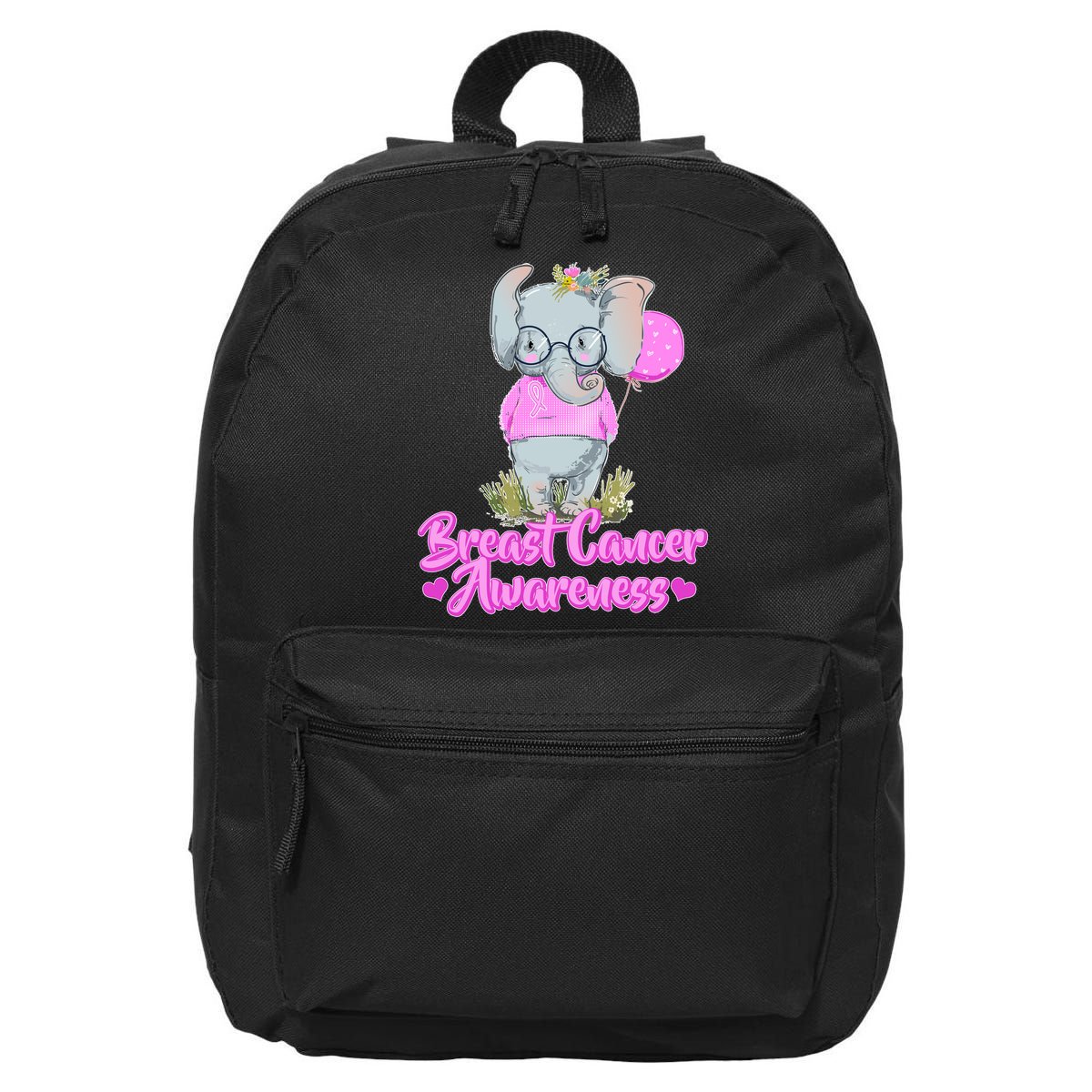 Cute Pink Elephant Breast Cancer Awareness 16 in Basic Backpack