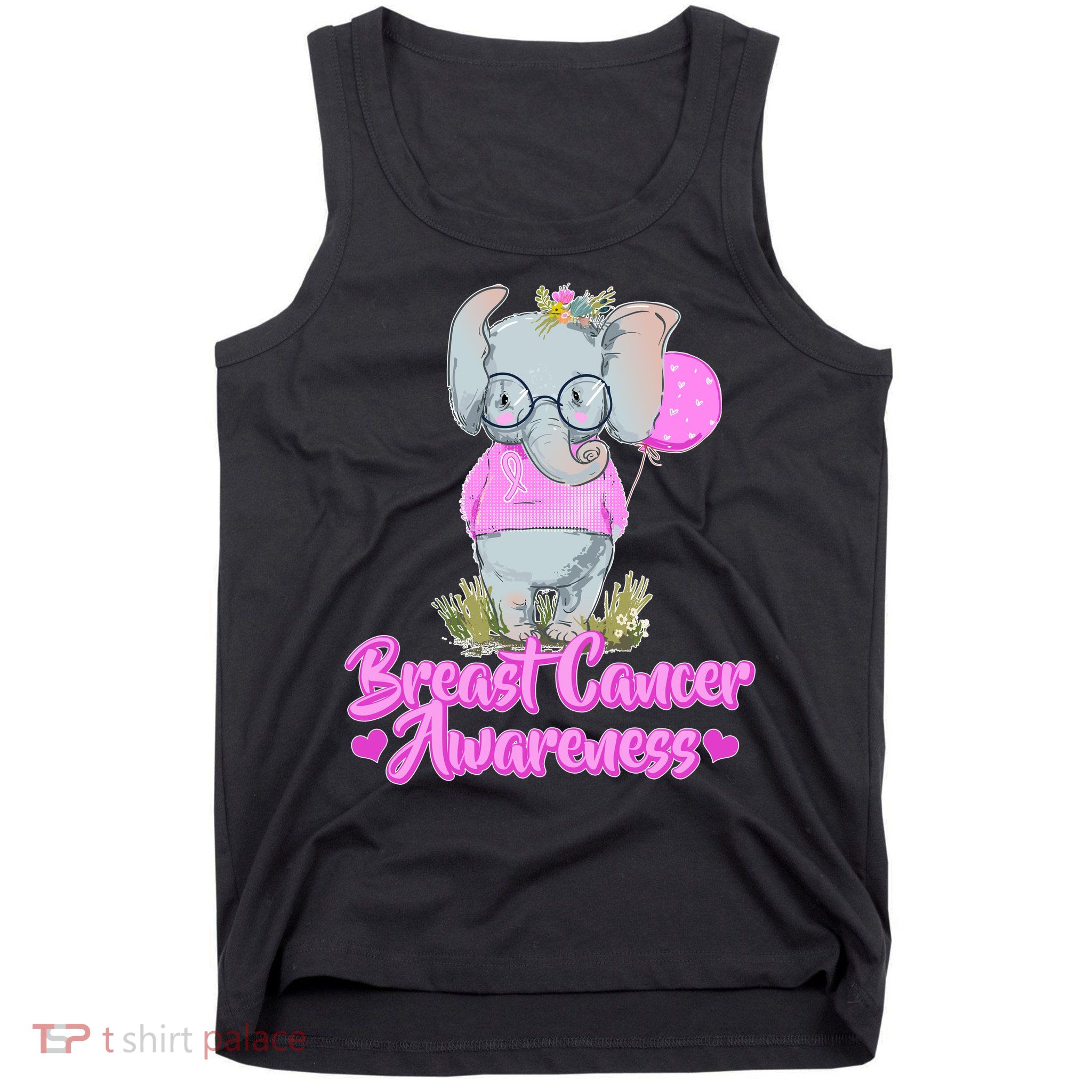 Cute Pink Elephant Breast Cancer Awareness Tank Top