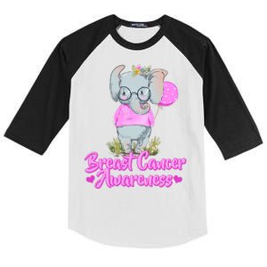 Cute Pink Elephant Breast Cancer Awareness Kids Colorblock Raglan Jersey