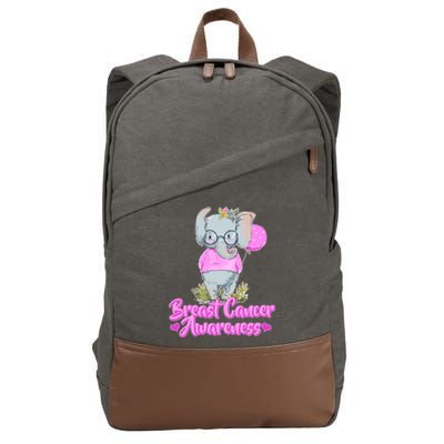 Cute Pink Elephant Breast Cancer Awareness Cotton Canvas Backpack