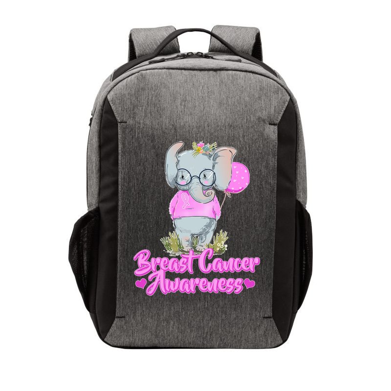 Cute Pink Elephant Breast Cancer Awareness Vector Backpack