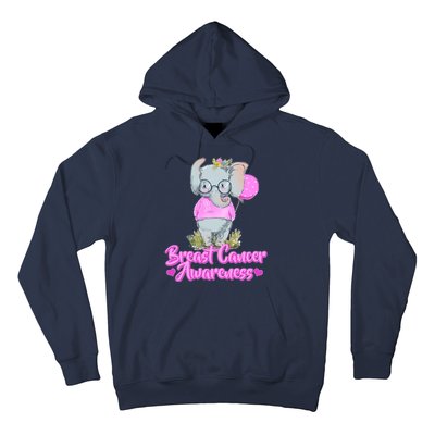 Cute Pink Elephant Breast Cancer Awareness Hoodie