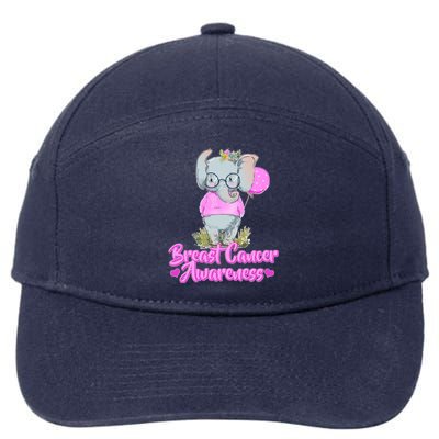 Cute Pink Elephant Breast Cancer Awareness 7-Panel Snapback Hat