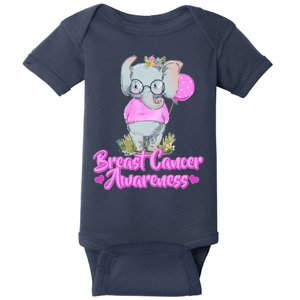 Cute Pink Elephant Breast Cancer Awareness Baby Bodysuit