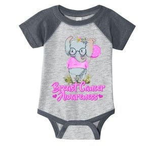 Cute Pink Elephant Breast Cancer Awareness Infant Baby Jersey Bodysuit