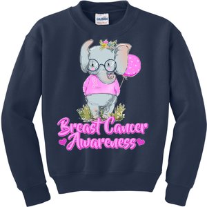 Cute Pink Elephant Breast Cancer Awareness Kids Sweatshirt