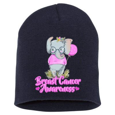 Cute Pink Elephant Breast Cancer Awareness Short Acrylic Beanie