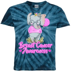 Cute Pink Elephant Breast Cancer Awareness Kids Tie-Dye T-Shirt